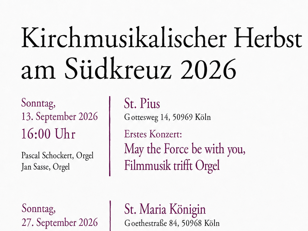 Kirchenmusikalischer Herbst am Südkreuz 2026